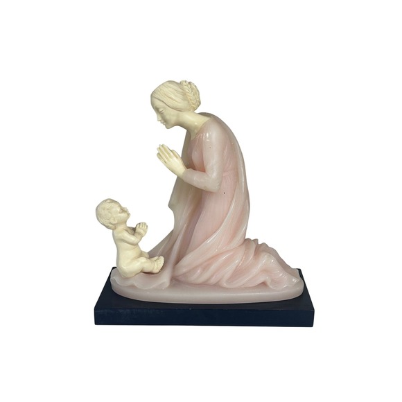 Vintage Ruggeri Bianchi Italy Madonna Child Figurine Religious Alabaster Resin - Picture 1 of 12